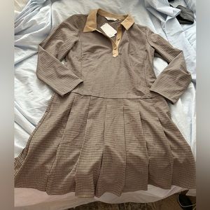 NWT Paris Atelier & Other stories collared mini flare plaid dress 8